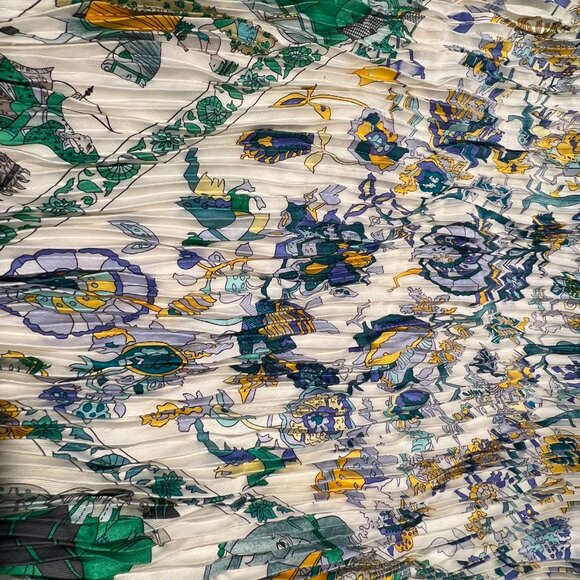 Hermes Fantaisies Indiennes Silk Plisse Scarf Loic Dubigeon 1986 VIntage Ivory - Picture 5 of 16